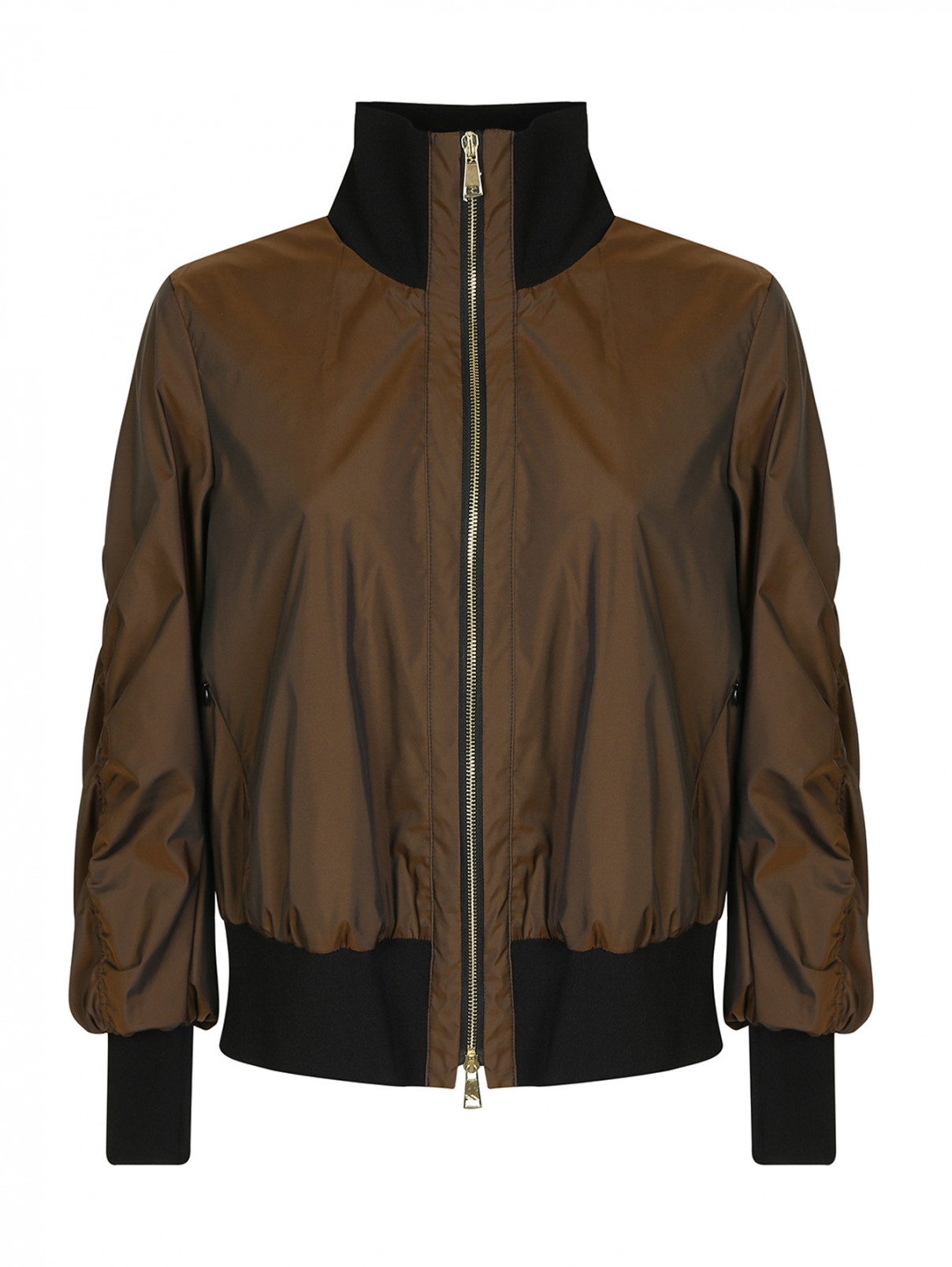 Куртка на молнии с трикотажными манжетами Marina Rinaldi  –  Общий вид  – Цвет:  Металлик