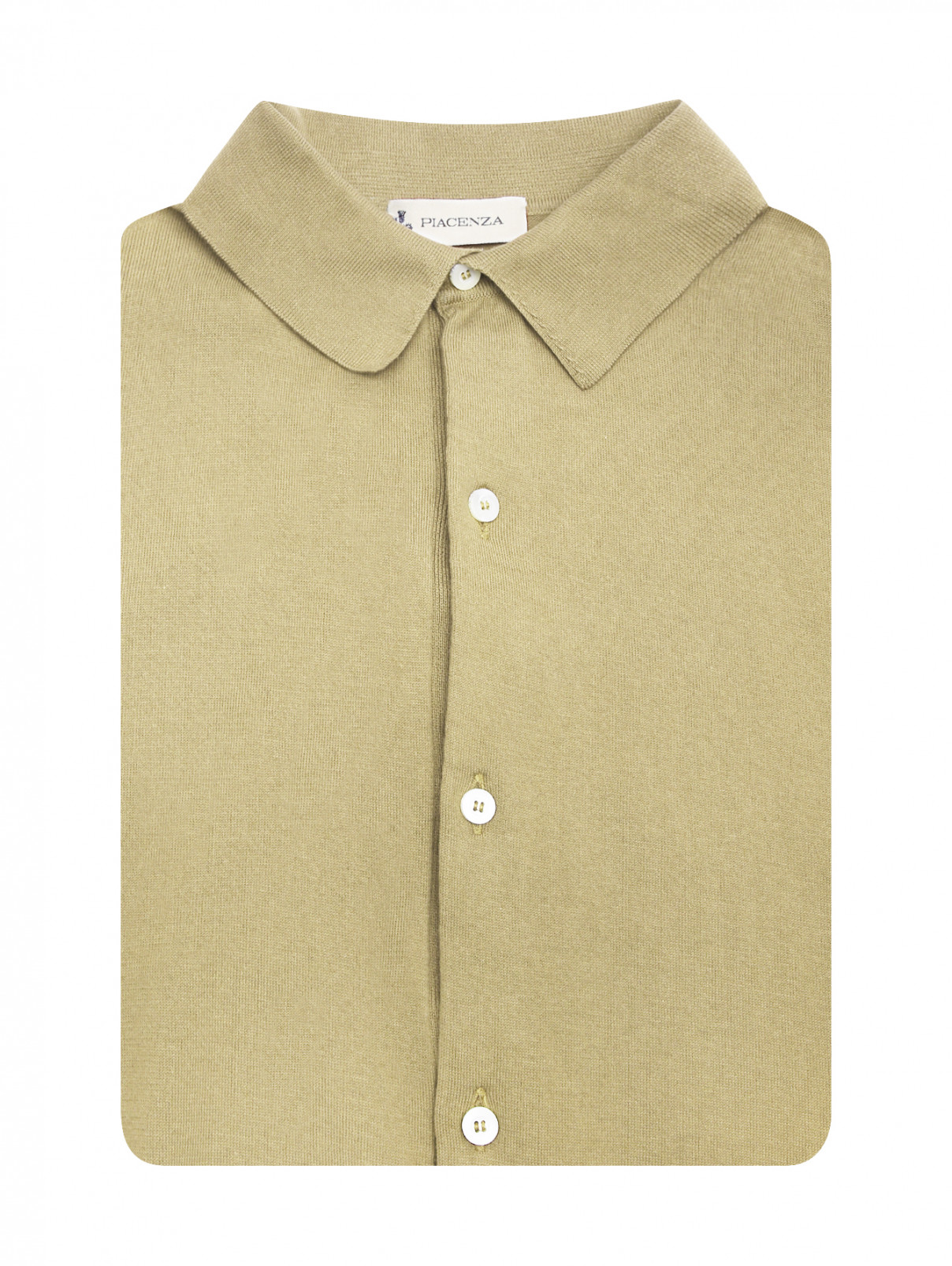Рубашка из хлопка однотонная Piacenza Cashmere  –  Общий вид  – Цвет:  Зеленый