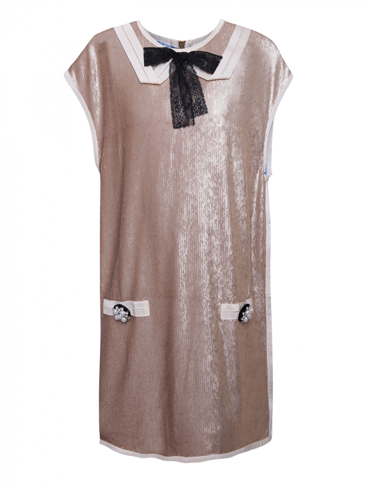 Платье из пайеток с декором MiMiSol  –  Общий вид  – Цвет:  Золотой
