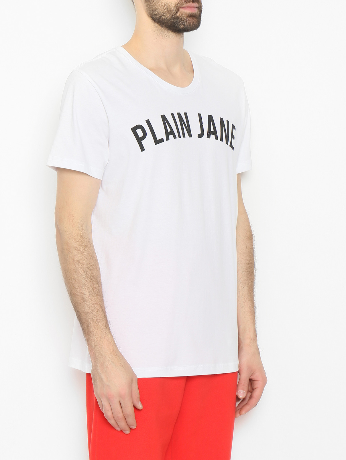 Футболка из хлопка с логотипом Plain Jane Homme  –  МодельВерхНиз