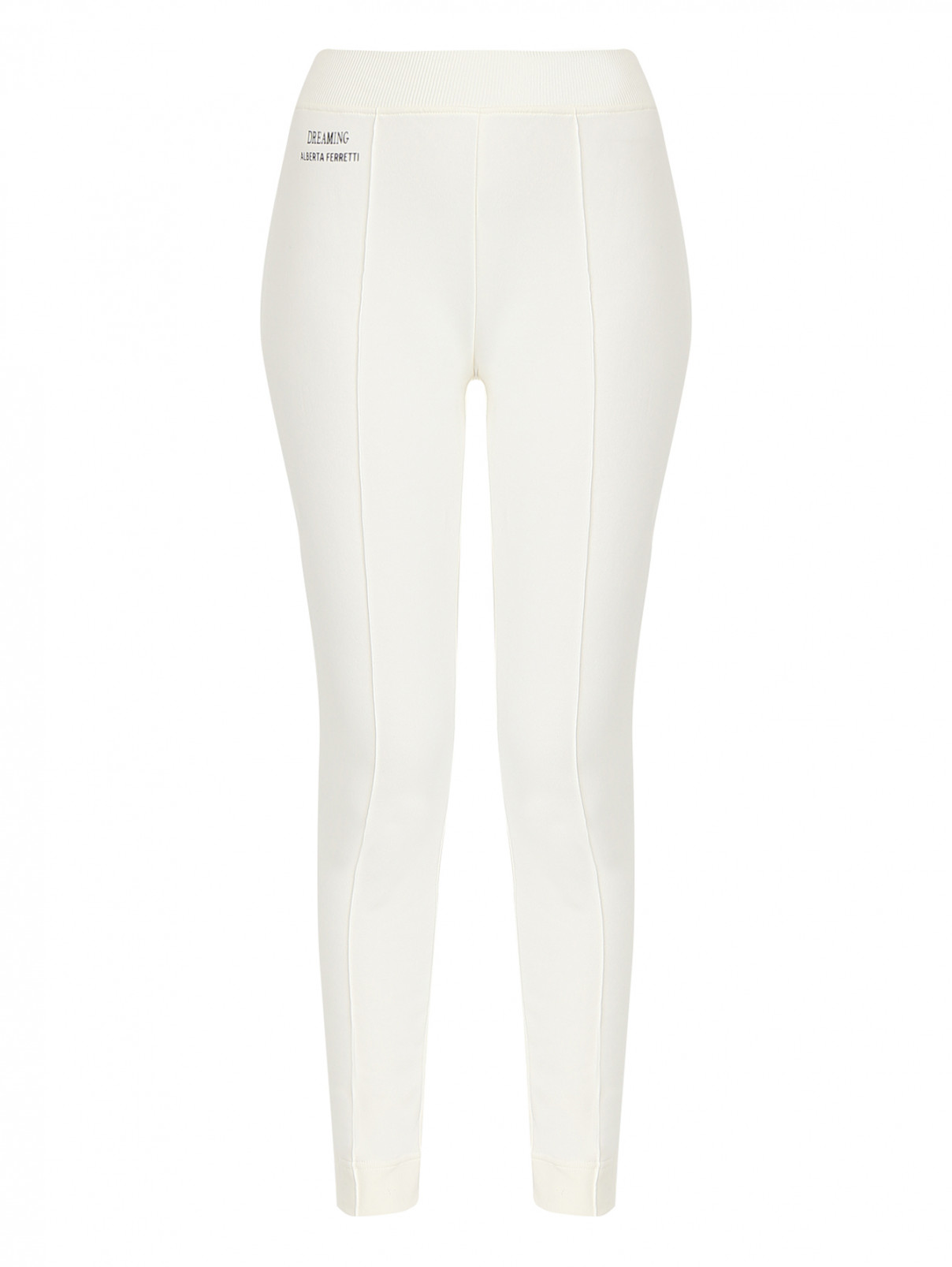 Трикотажные брюки на резинке со стрелками Alberta Ferretti  –  Общий вид  – Цвет:  Белый