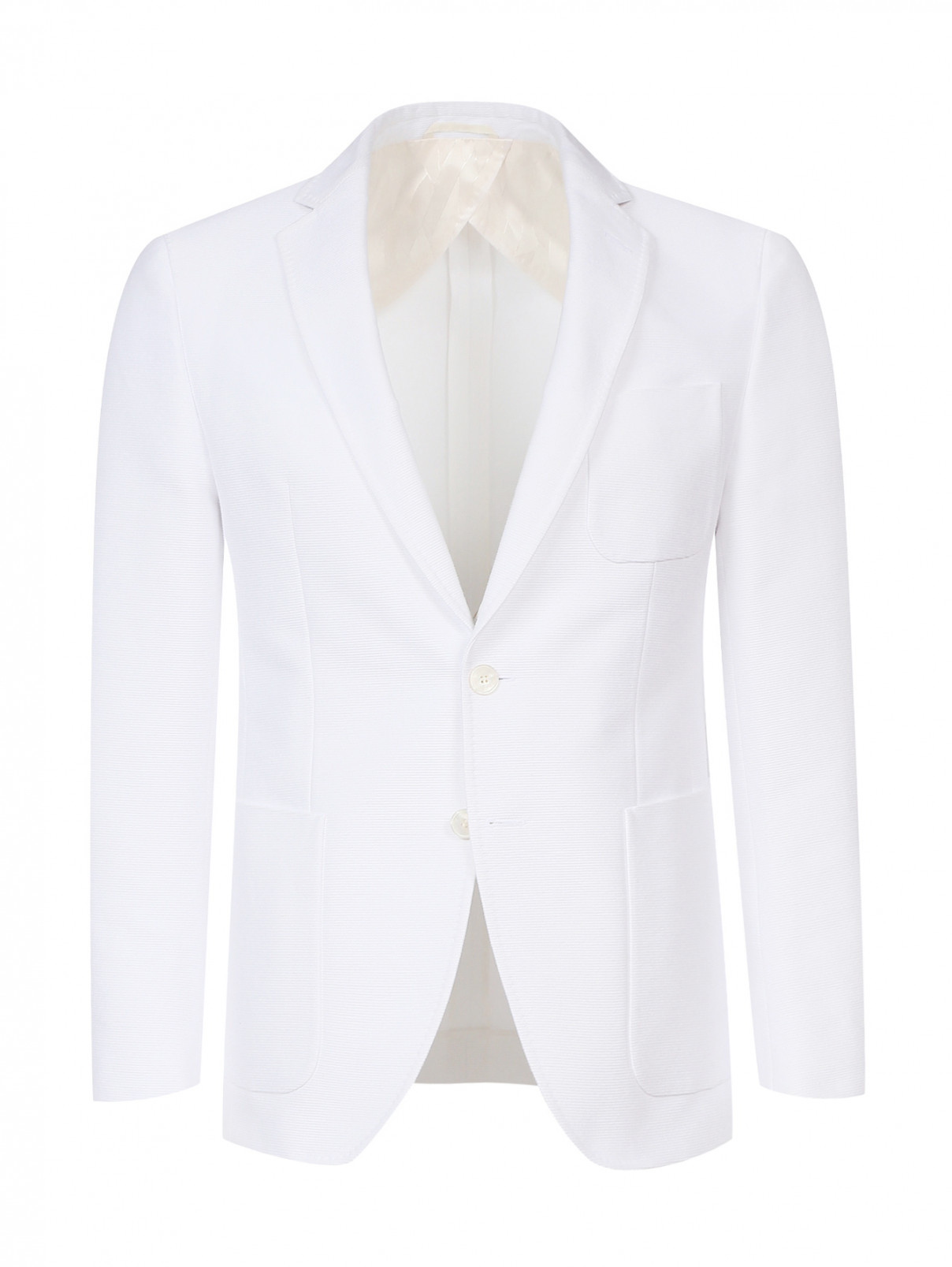 Пиджак однобортный из хлопка Boss  –  Общий вид  – Цвет:  Белый