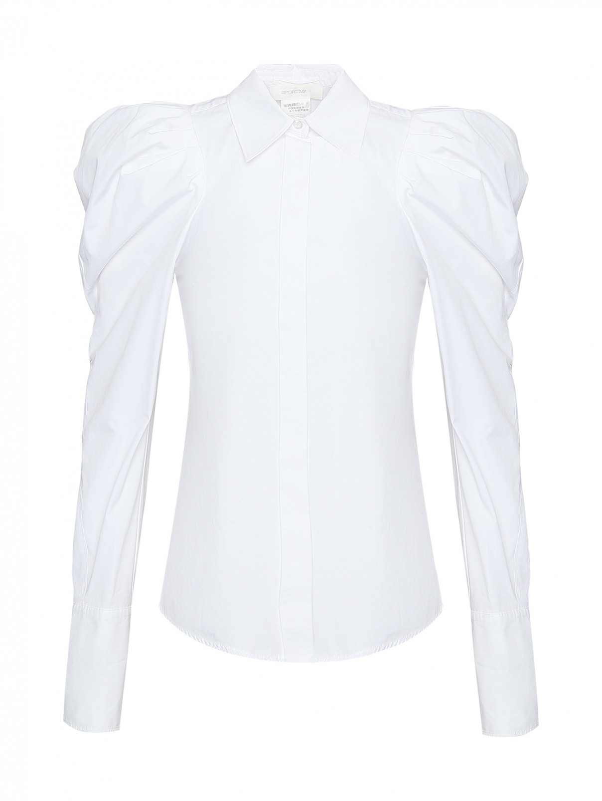 Блуза из хлопка с рукавом-фонарик Sportmax  –  Общий вид  – Цвет:  Белый
