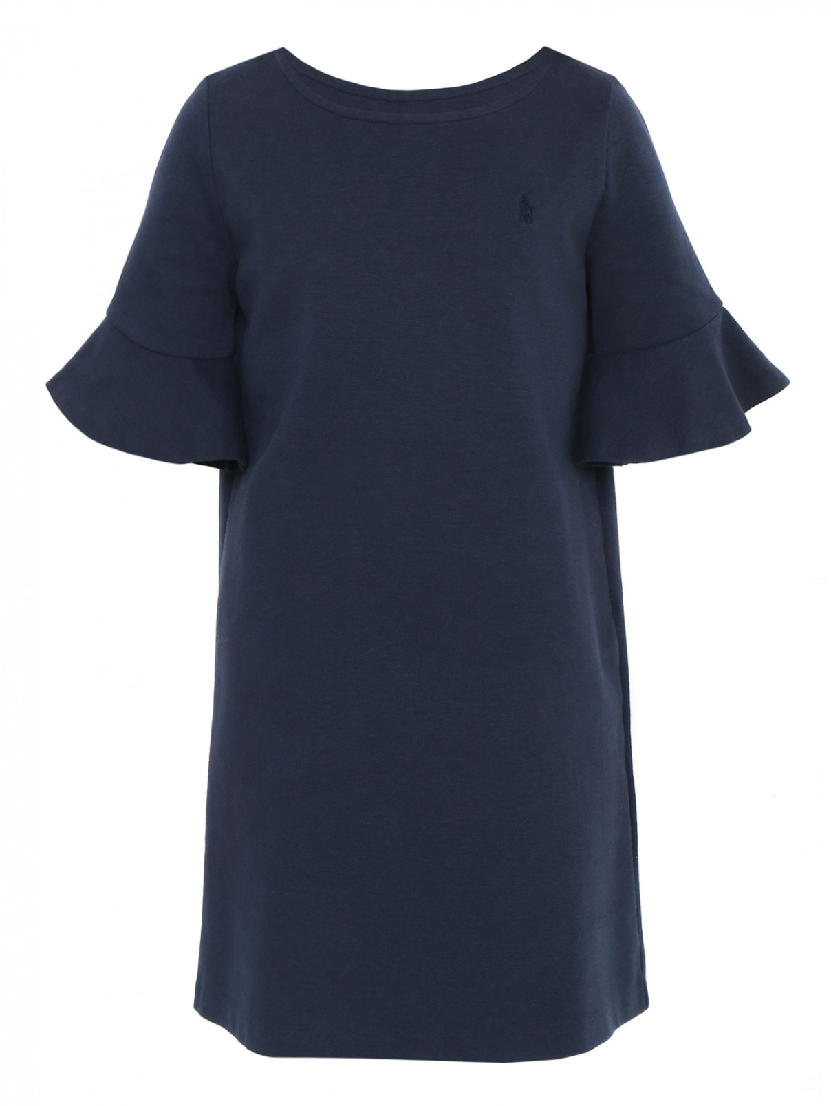 Платье трикотажное с оборками на рукавах Ralph Lauren  –  Общий вид  – Цвет:  Синий