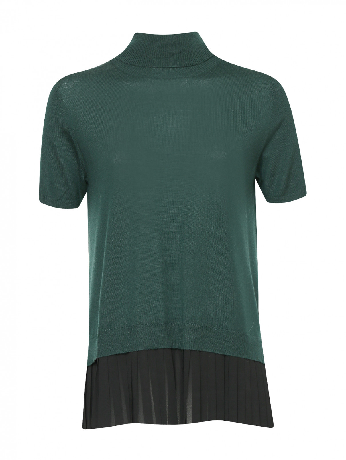 Джемпер из шерсти с короткими рукавами и декоративной отделкой P.A.R.O.S.H.  –  Общий вид  – Цвет:  Зеленый