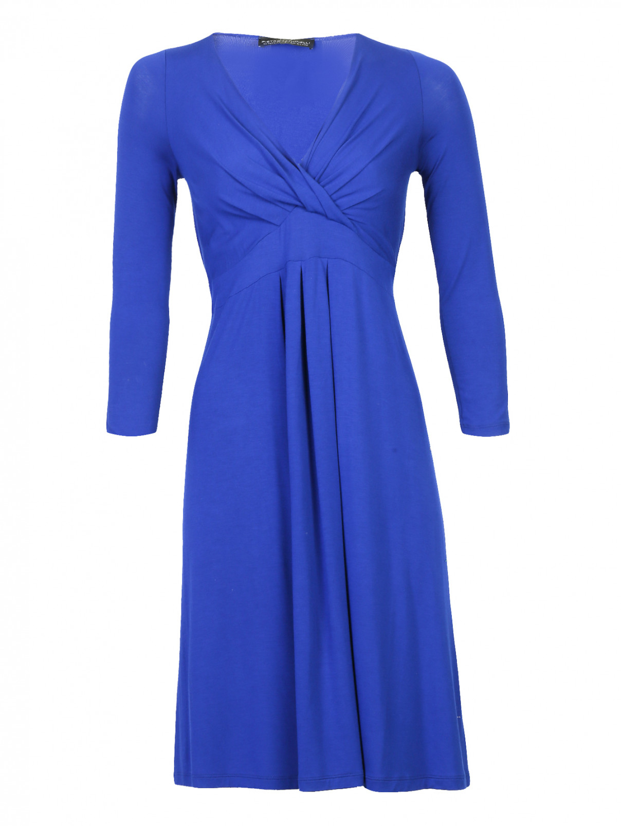 Платье-миди с запахом Pietro Brunelli  –  Общий вид  – Цвет:  Синий