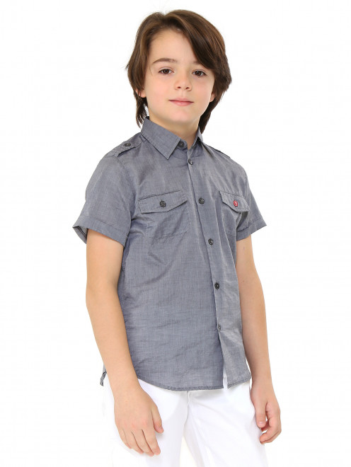Рубашка из хлопка с короткими рукавами - Модель Верх-Низ