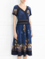 Шелковое платье с узором и декоративной отделкой Alberta Ferretti  –  Модель Верх-Низ