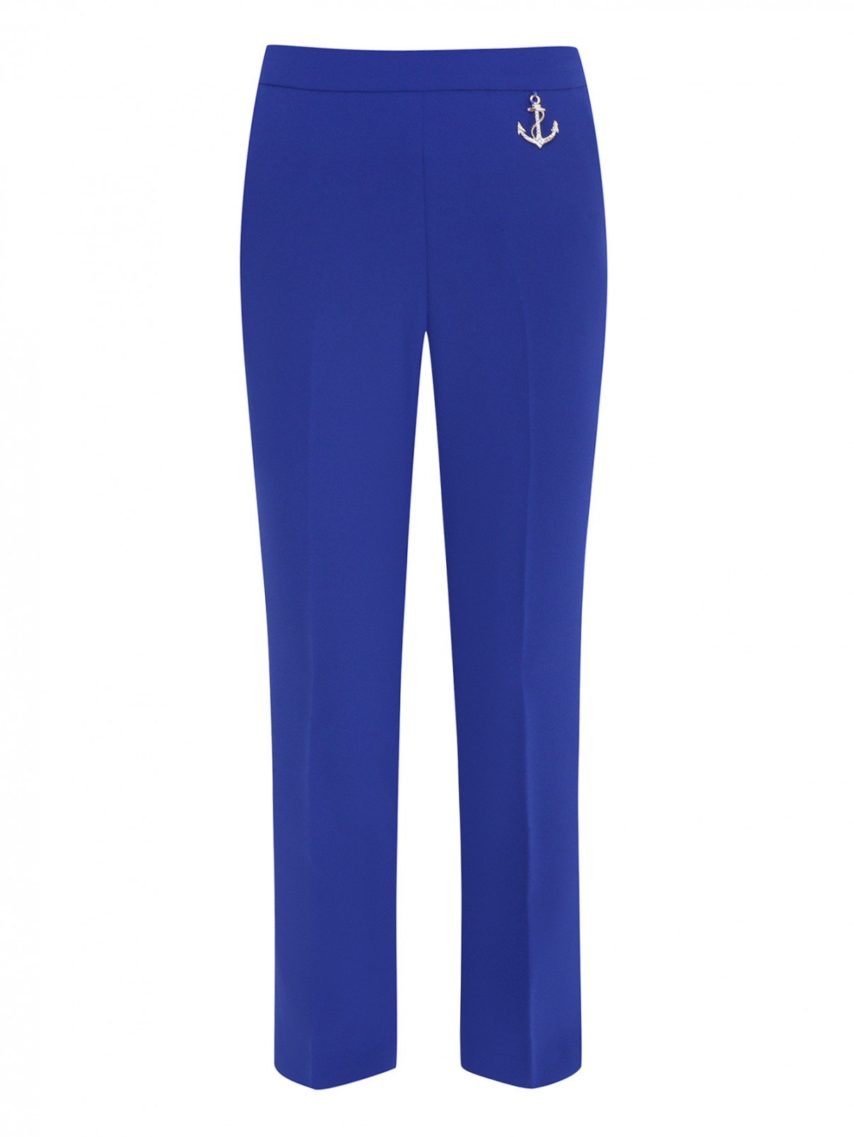 Однотонные брюки со стрелками Elisabetta Franchi  –  Общий вид  – Цвет:  Синий