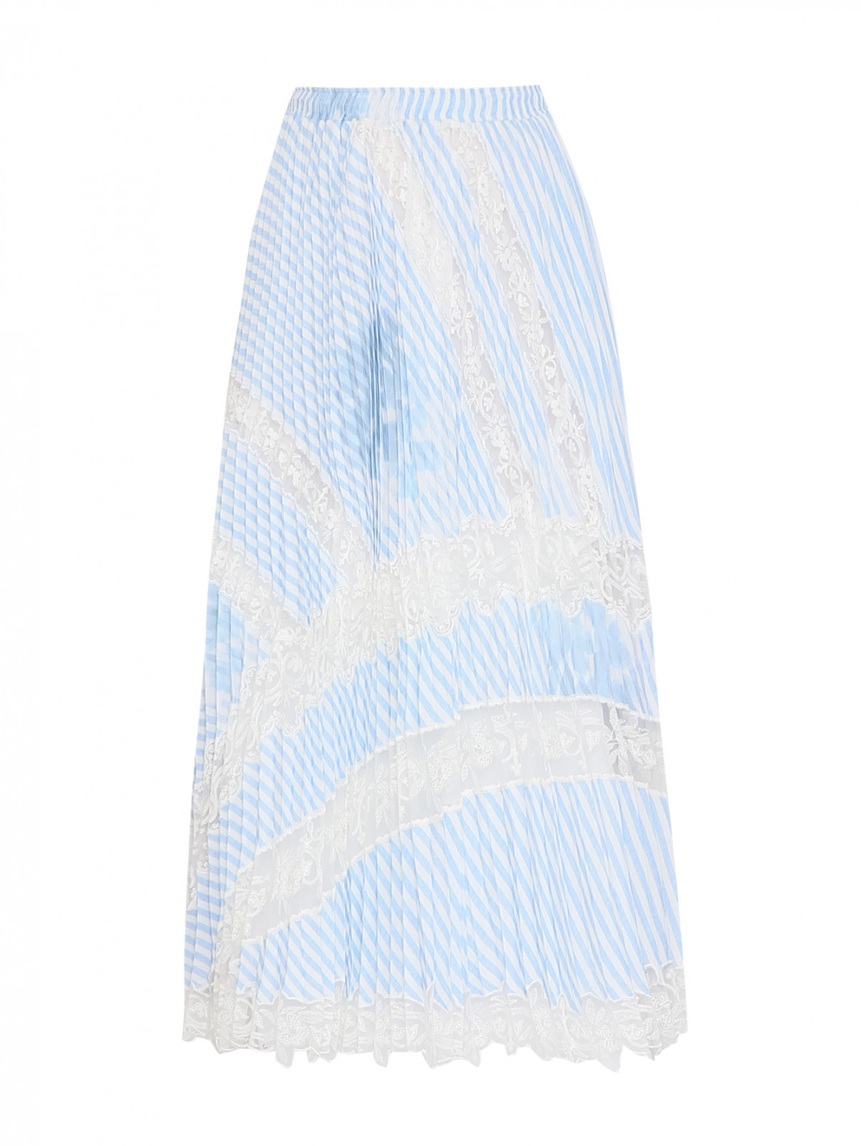 Юбка ассиметричного кроя с узором Ermanno Scervino  –  Общий вид  – Цвет:  Синий