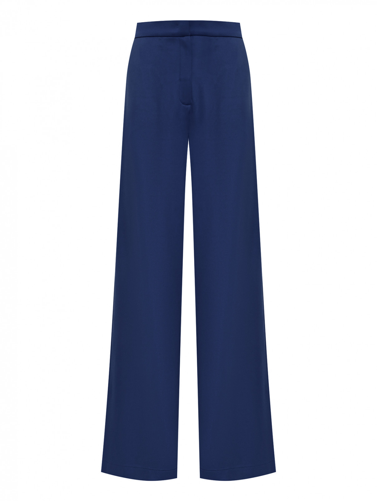 Трикотажные широкие брюки на высокой посадке Max&Co  –  Общий вид  – Цвет:  Синий