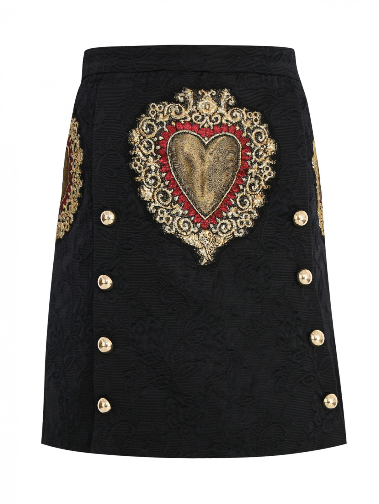 Юбка жаккардовая с аппликацией Dolce & Gabbana  –  Общий вид  – Цвет:  Черный