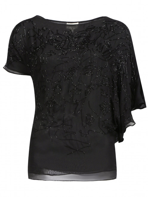 Блуза из шелка асимметричного кроя декорированная бисером  Jean Paul Gaultier - Общий вид