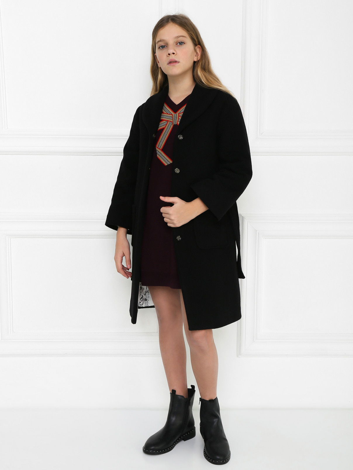 Однотонное пальто с накладными карманами Dolce & Gabbana  –  МодельОбщийВид  – Цвет:  Черный
