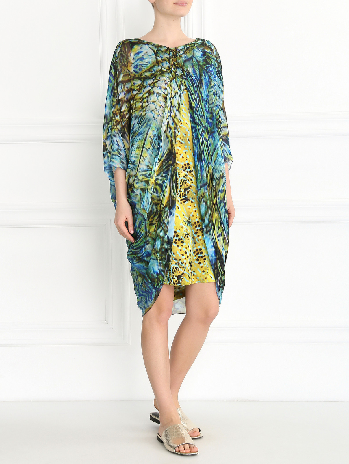 Платье из шелка свободного кроя с узором Alberta Ferretti  –  Модель Общий вид  – Цвет:  Узор
