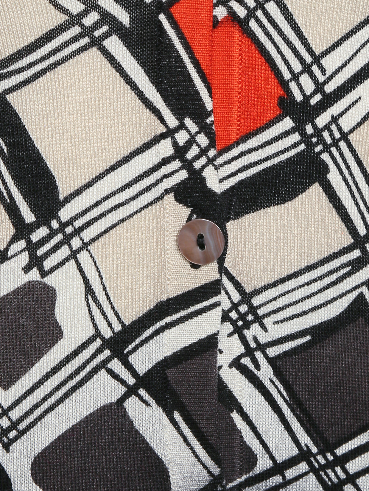 Удлиненный кардиган из шелка и кашемира с узором Marina Rinaldi  –  Деталь1  – Цвет:  Узор