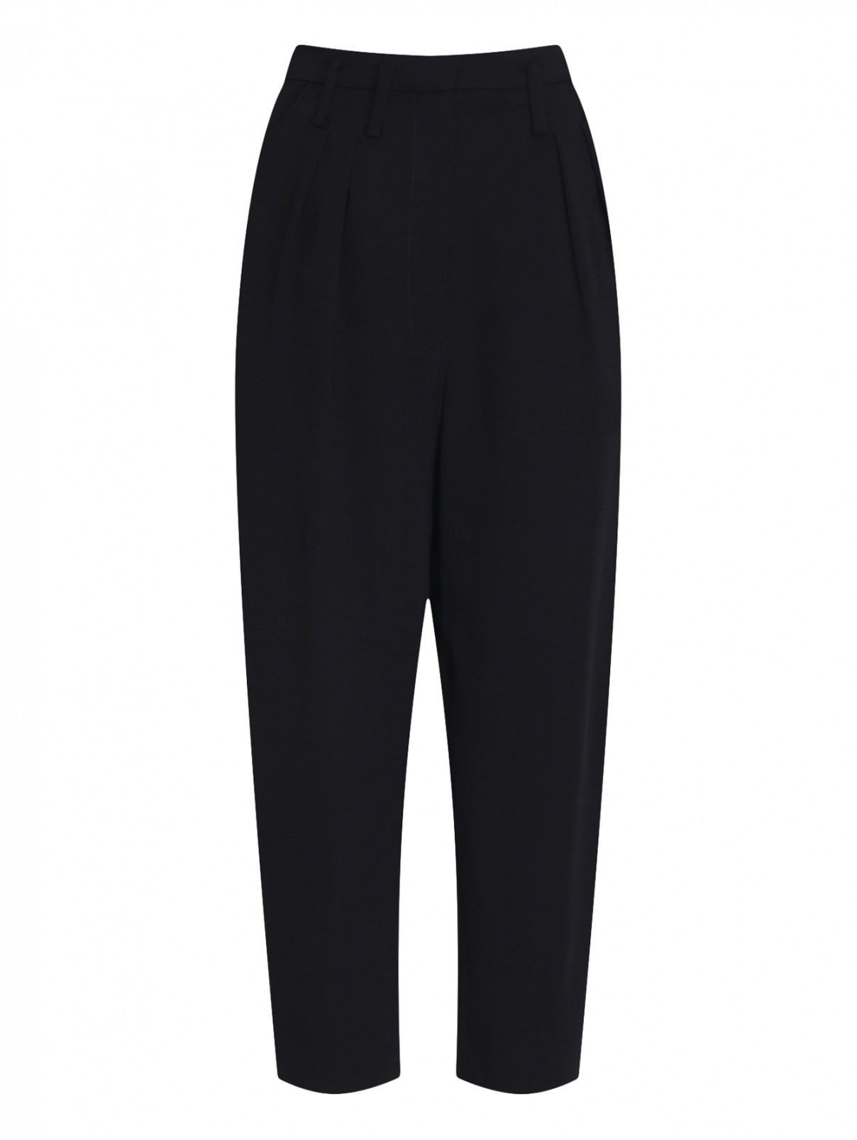 Укороченные брюки из вискозы с защипами Iro  –  Общий вид  – Цвет:  Черный