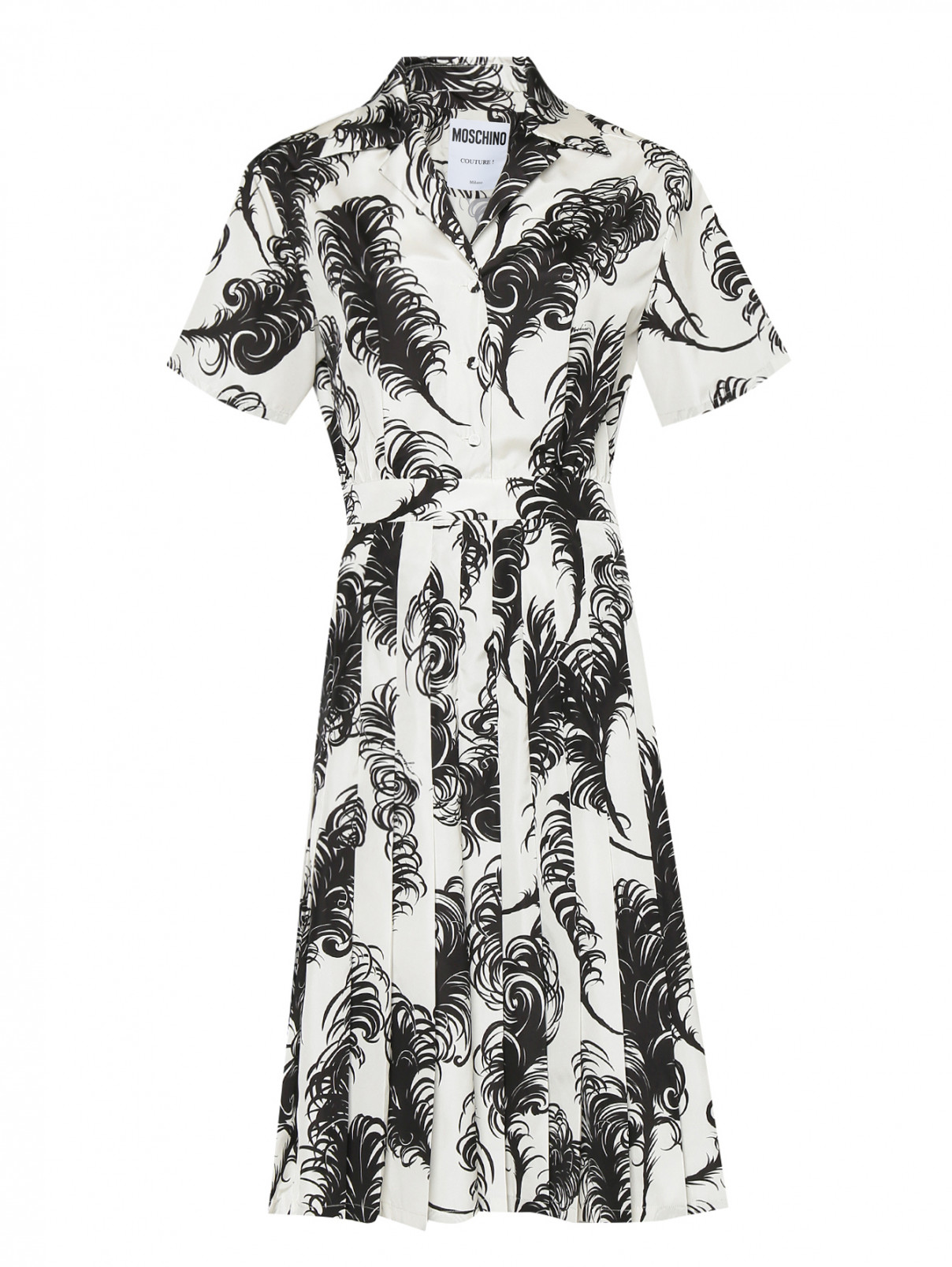 Платье-миди с узором Moschino  –  Общий вид  – Цвет:  Узор