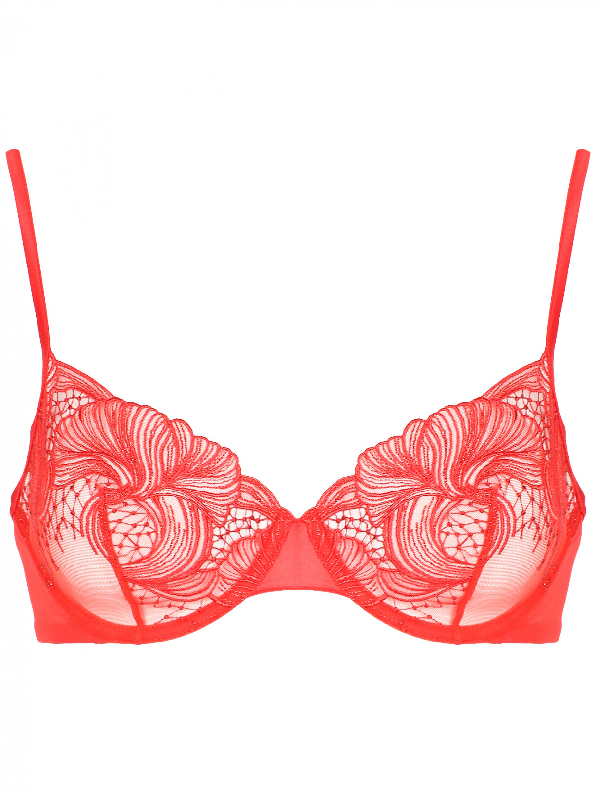 Бюстгальтер из сетки с декоративной вышивкой La Perla  –  Общий вид  – Цвет:  Красный
