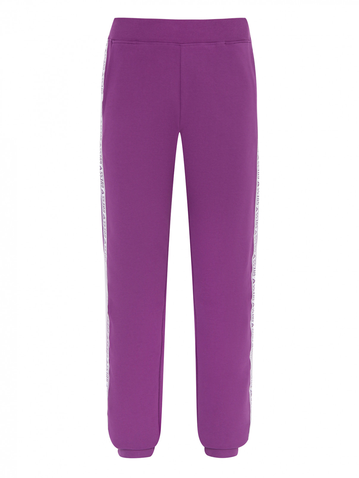 Трикотажные брюки с лампасами Guess  –  Общий вид  – Цвет:  Фиолетовый