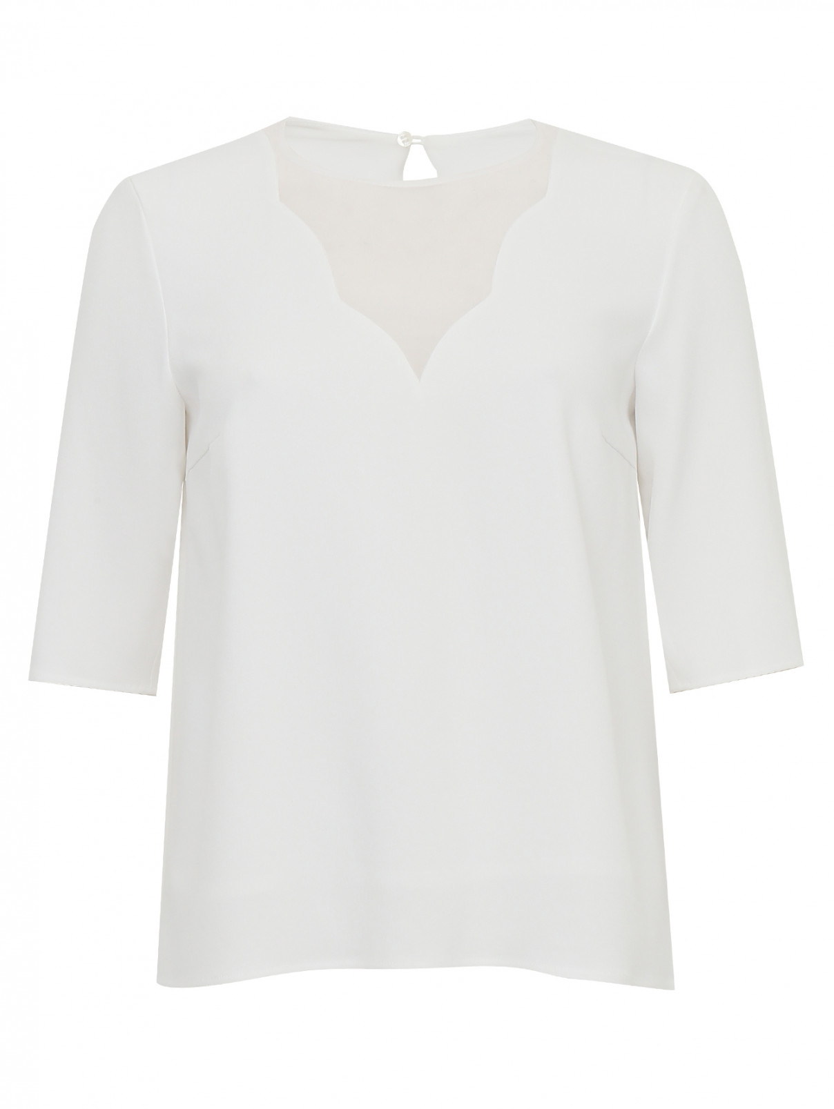 Асимметричная блуза с полупрозрачной вставкой Boss  –  Общий вид  – Цвет:  Белый
