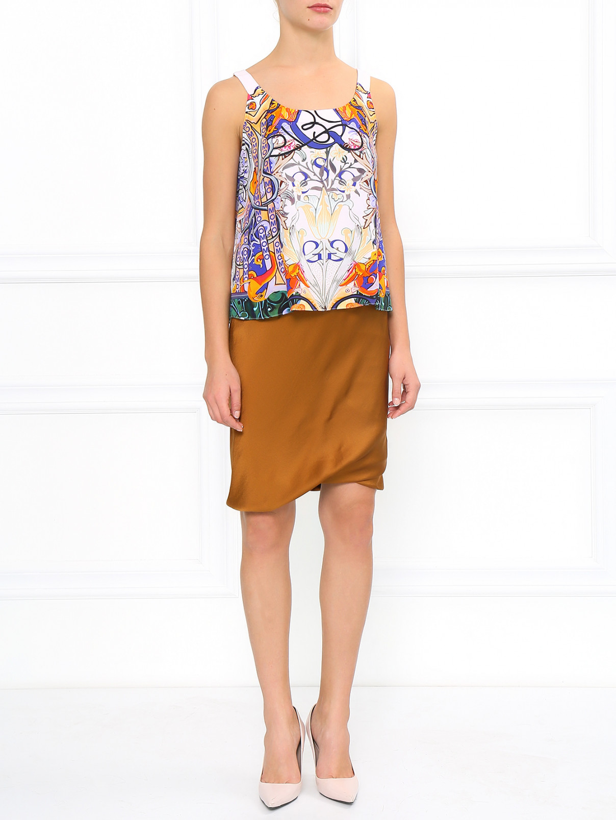 Шелковая юбка на резинке Mantu  –  Модель Общий вид  – Цвет:  Металлик