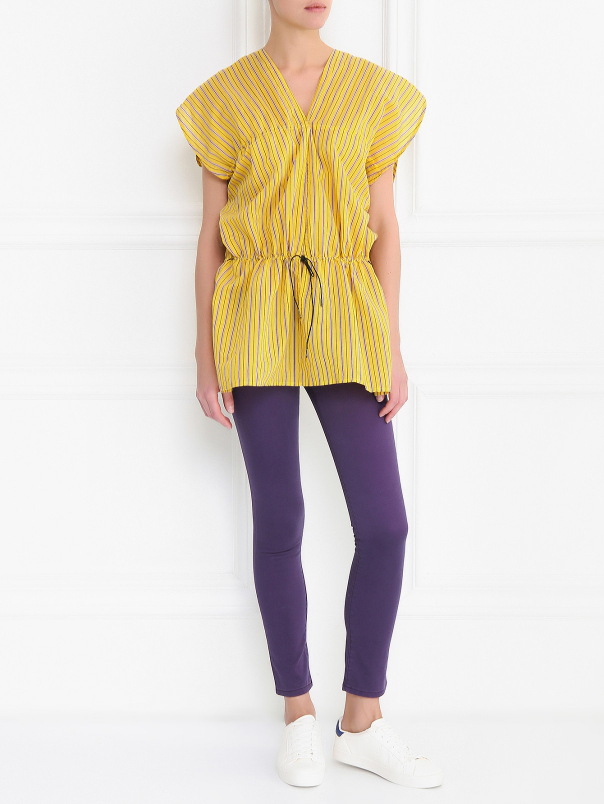 Брюки узкого кроя из хлопка Armani Jeans  –  Модель Общий вид  – Цвет:  Фиолетовый