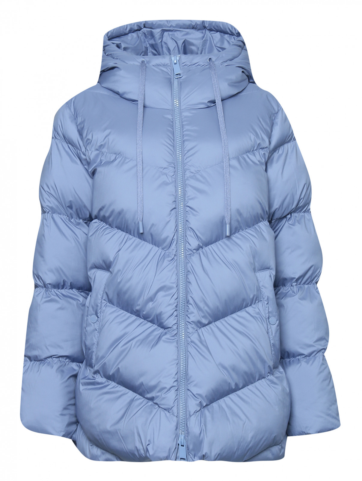 Стеганая куртка с капюшоном Marina Rinaldi  –  Общий вид  – Цвет:  Синий