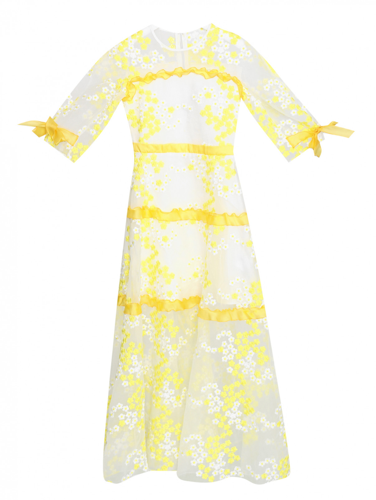 Платье с цветочной вышивкой Yudashkin kids  –  Общий вид  – Цвет:  Желтый