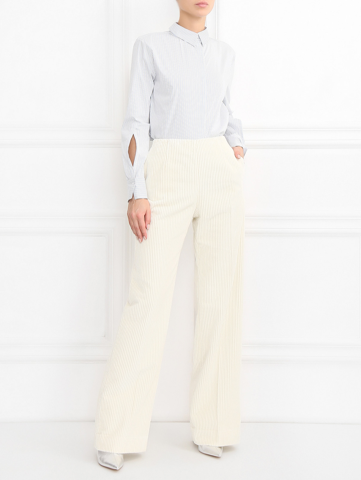 Вельветовые брюки прямого кроя Ermanno Scervino  –  Модель Общий вид  – Цвет:  Белый