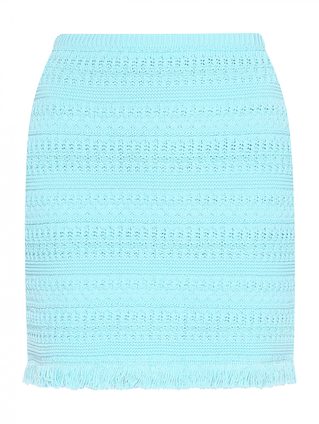 Трикотажная юбка с бахромой Luisa Spagnoli  –  Общий вид  – Цвет:  Синий