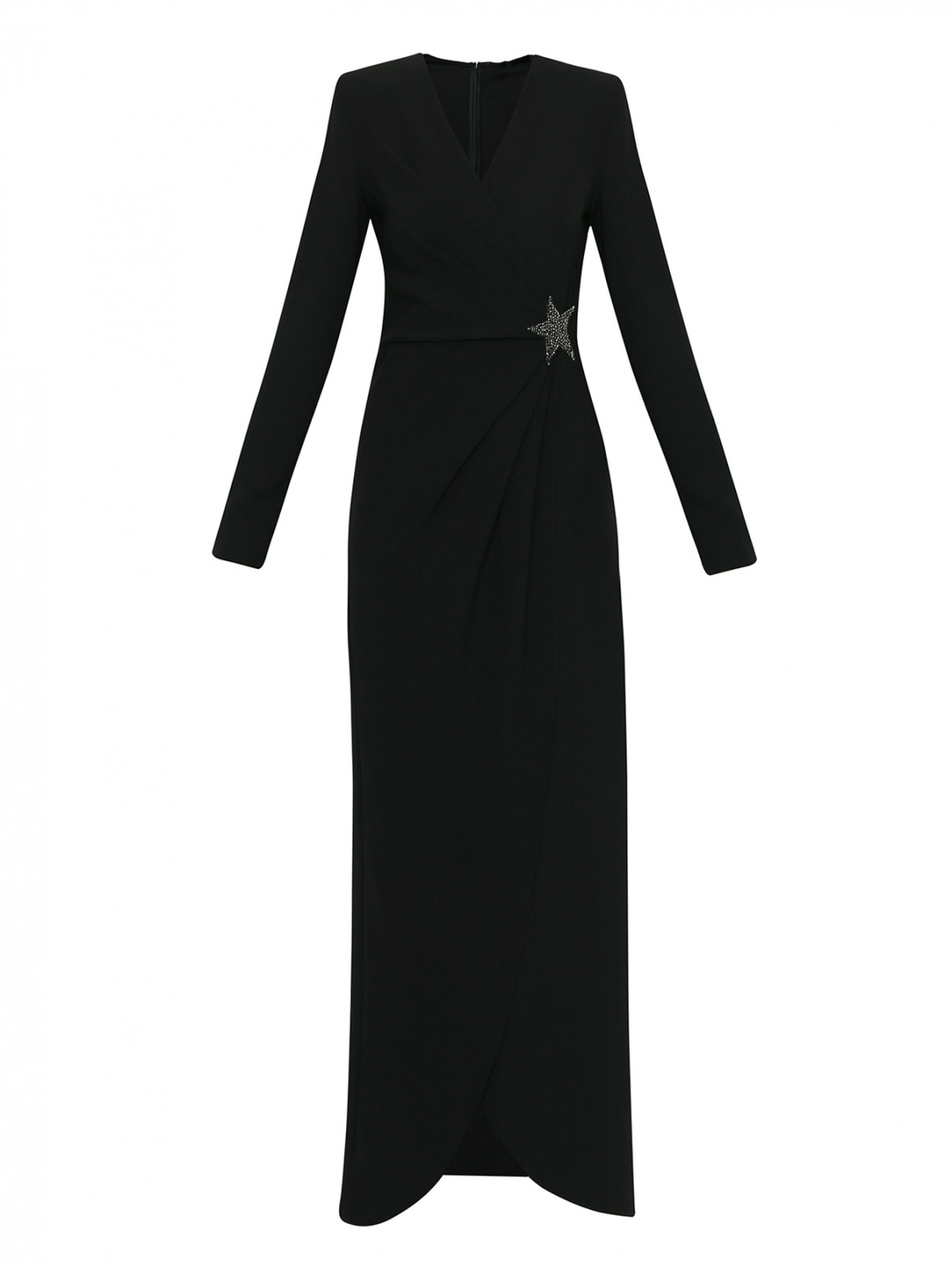 Платье макси с декором стразами P.A.R.O.S.H.  –  Общий вид  – Цвет:  Черный