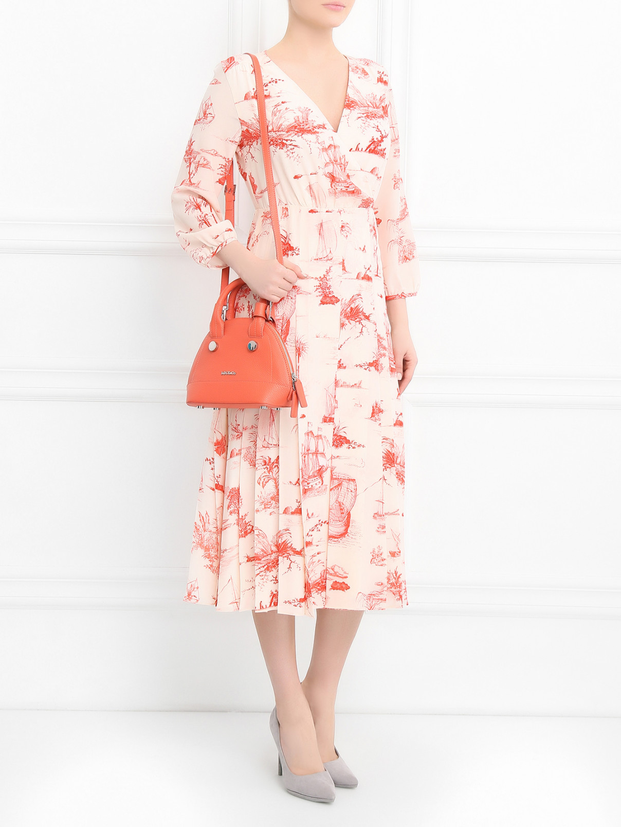 Платье из шелка с узором Max Mara  –  Модель Общий вид  – Цвет:  Белый