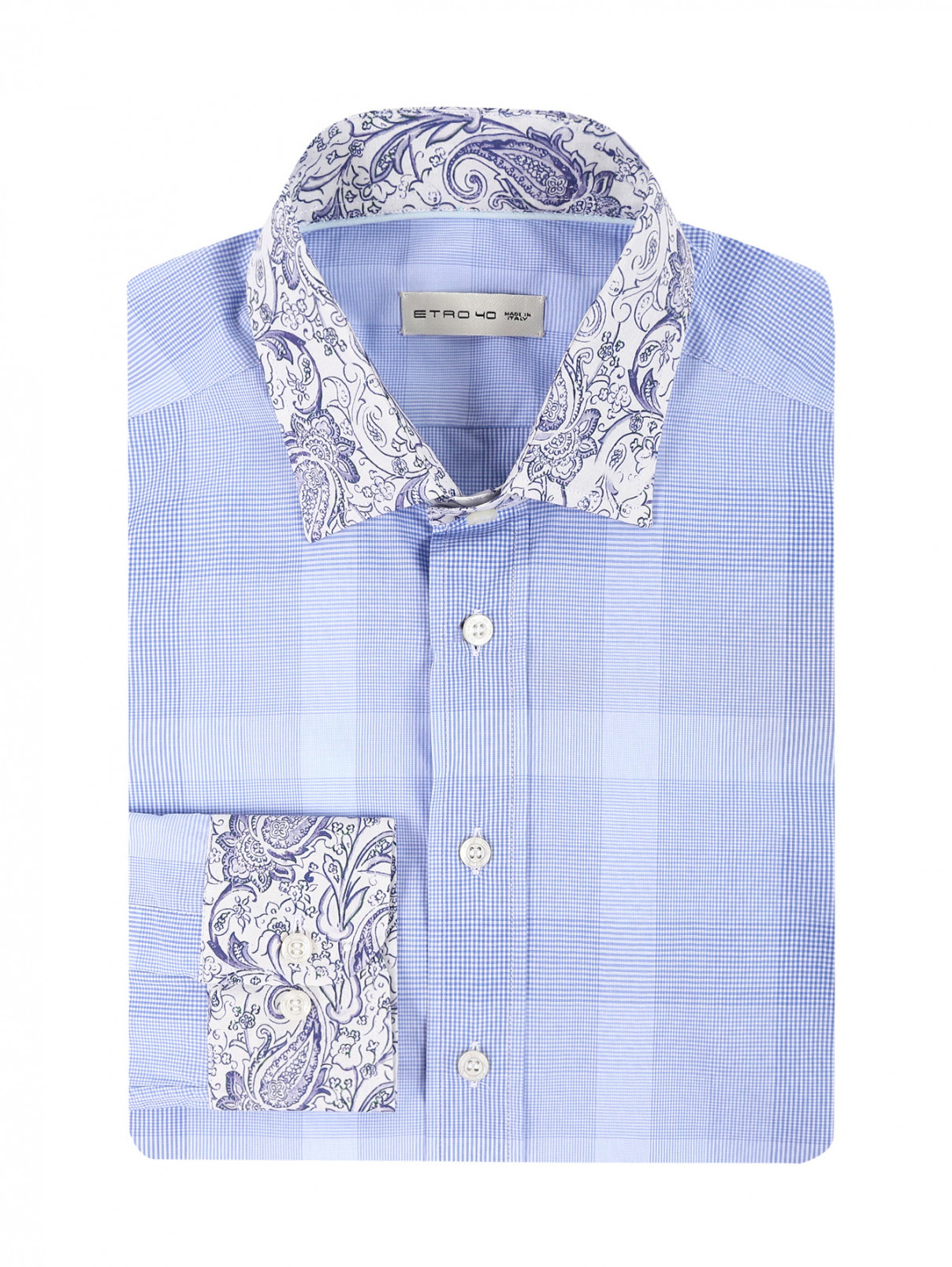 Рубашка из хлопка с узором "клетка" Etro  –  Общий вид  – Цвет:  Синий