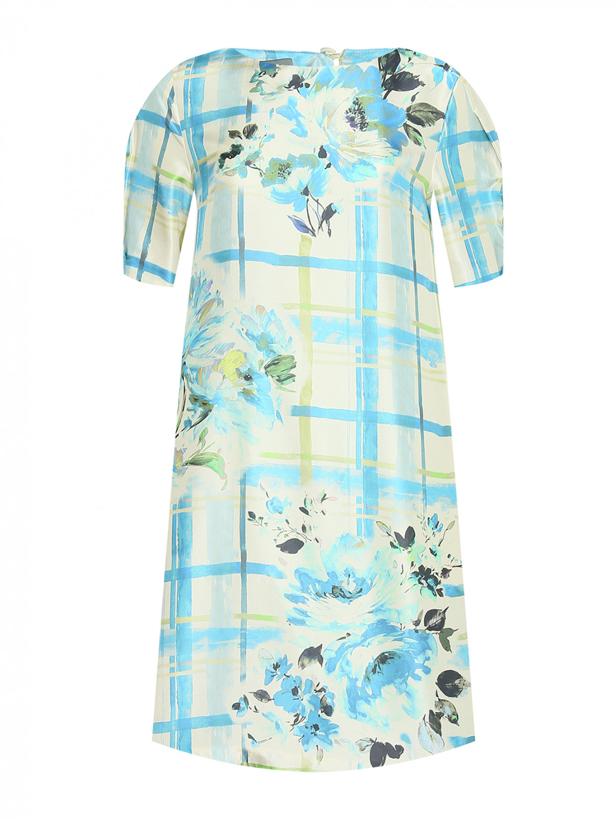 Платье из шелка с узором Alberta Ferretti  –  Общий вид  – Цвет:  Синий