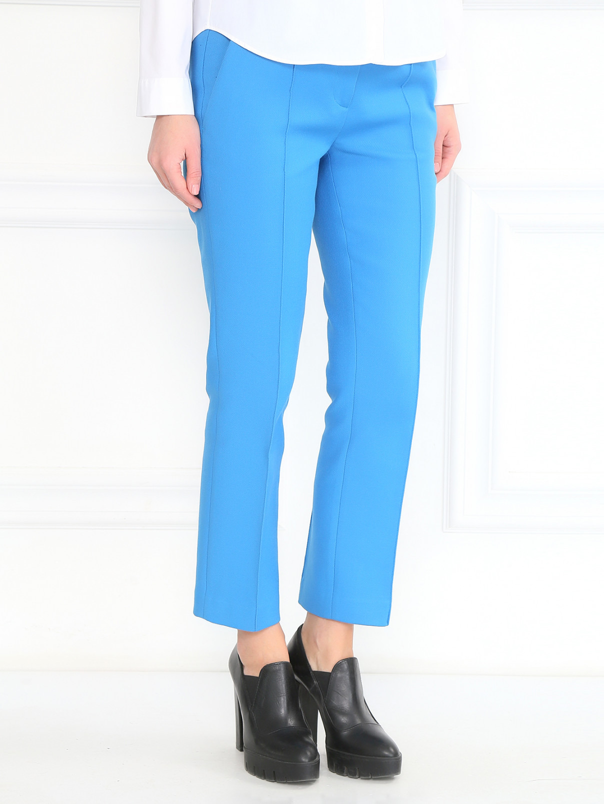 Узкие укороченные брюки Jil Sander Navy  –  Модель Верх-Низ  – Цвет:  Синий