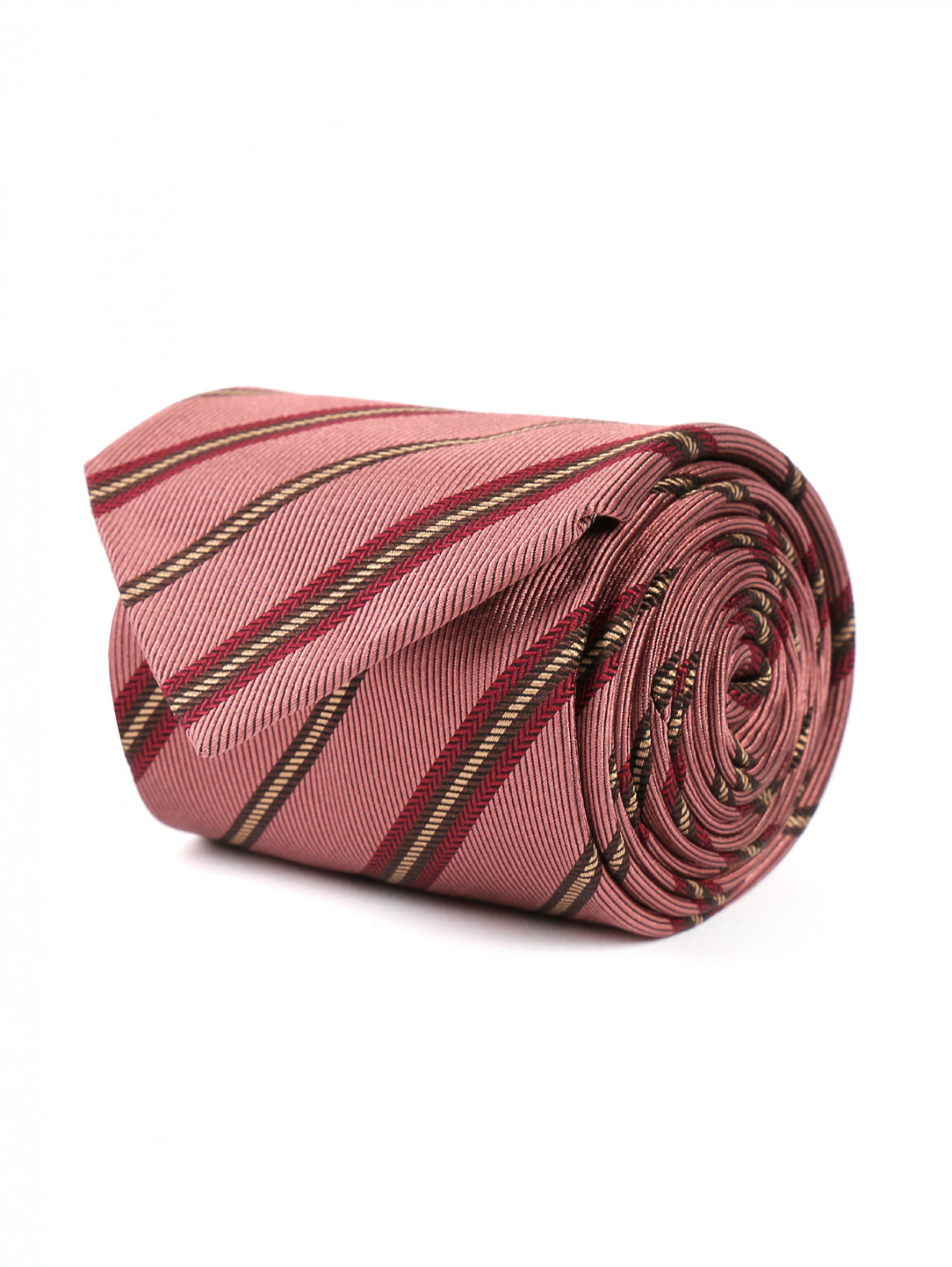 Галстук из шелка с узором полоска Pal Zileri  –  Общий вид  – Цвет:  Красный