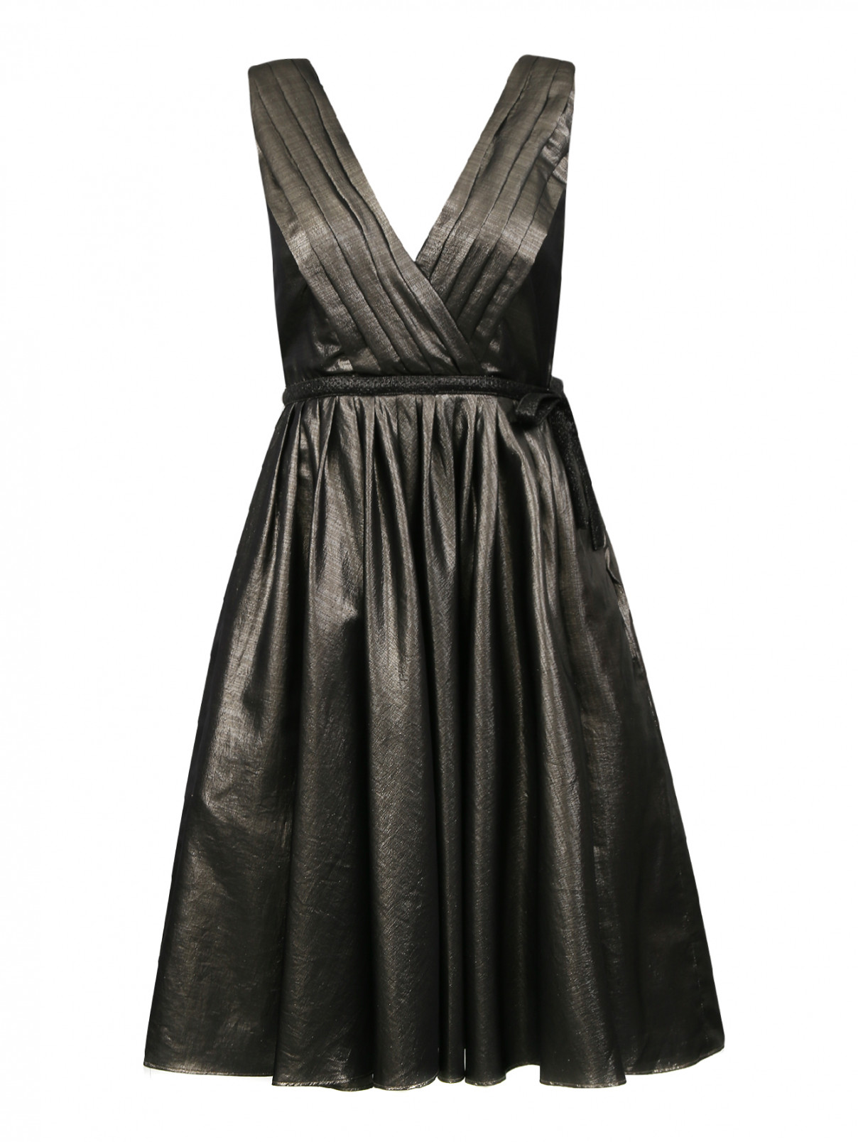 Платье из шелка с драпировкой Moschino  –  Общий вид  – Цвет:  Золотой