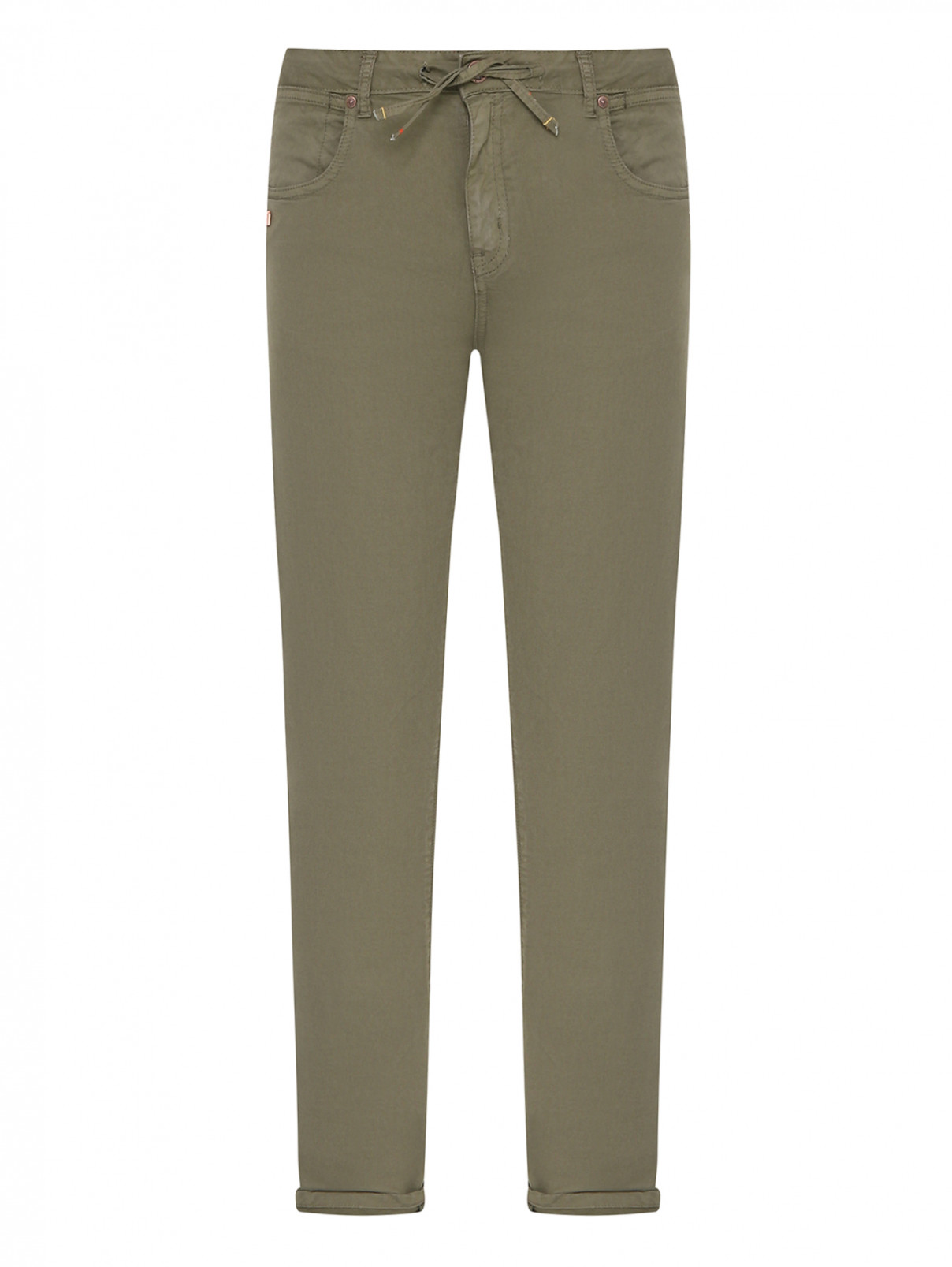 Однотонные брюки из хлопка Daniele Alessandrini  –  Общий вид  – Цвет:  Зеленый
