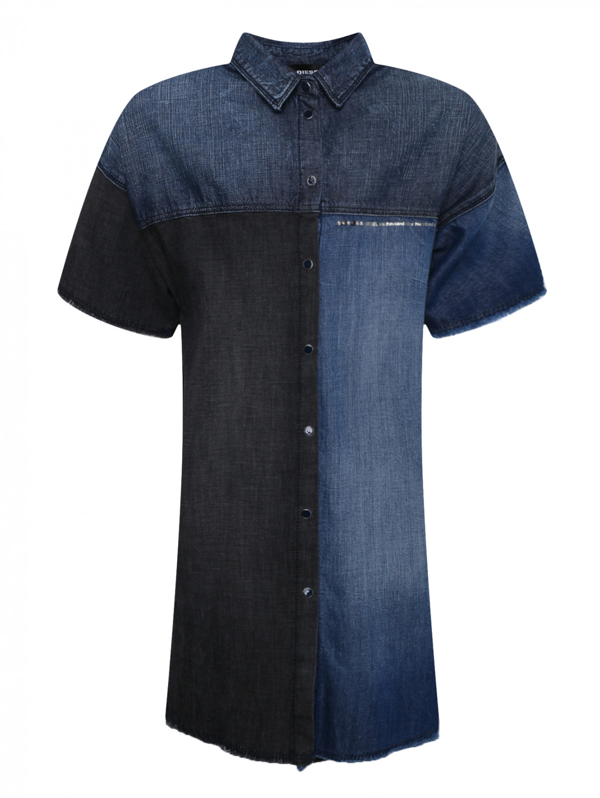 Джинсовое платье-рубашка из хлопка Diesel  –  Общий вид  – Цвет:  Синий