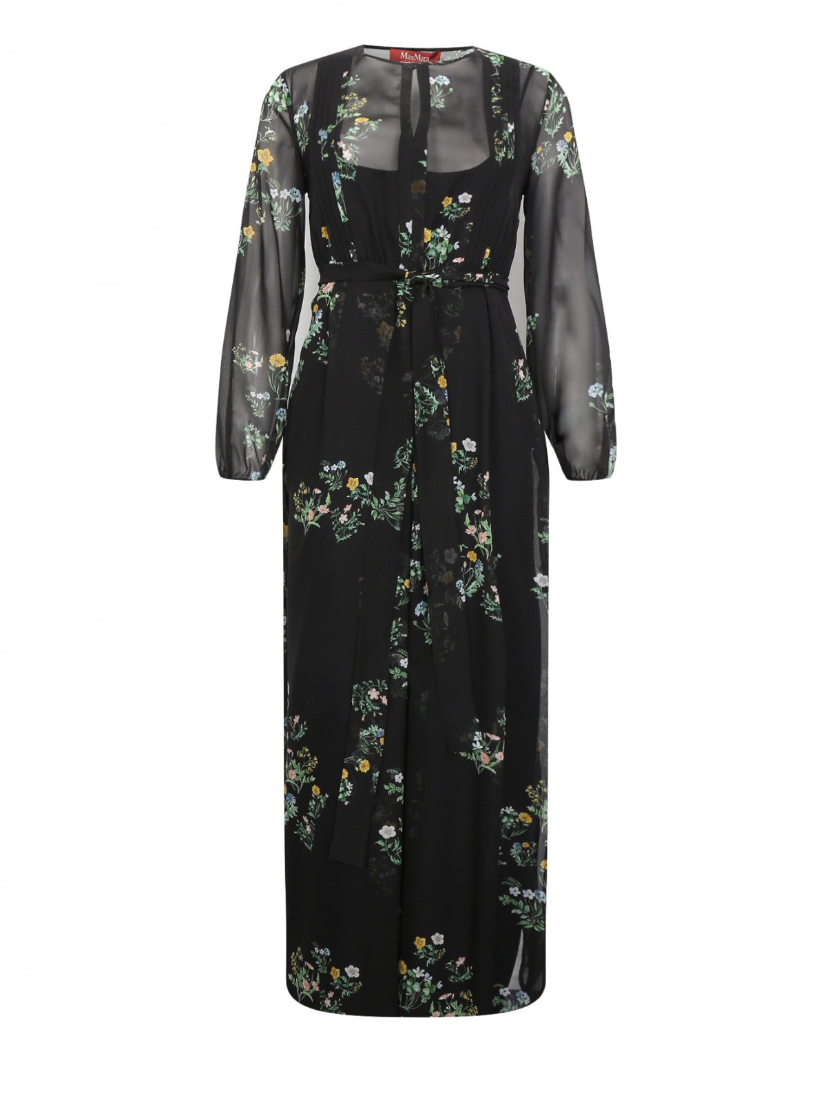 Платье из шелка на подкладе Max Mara  –  Общий вид  – Цвет:  Черный
