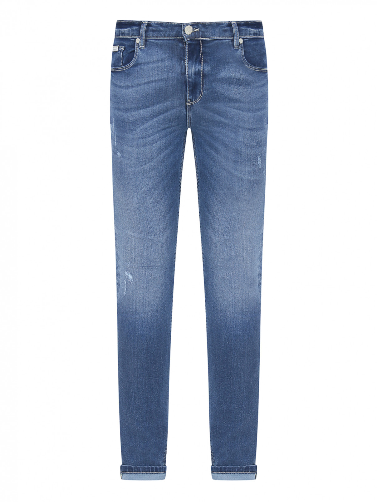 Прямые джинсы с надрезами Guess  –  Общий вид  – Цвет:  Синий