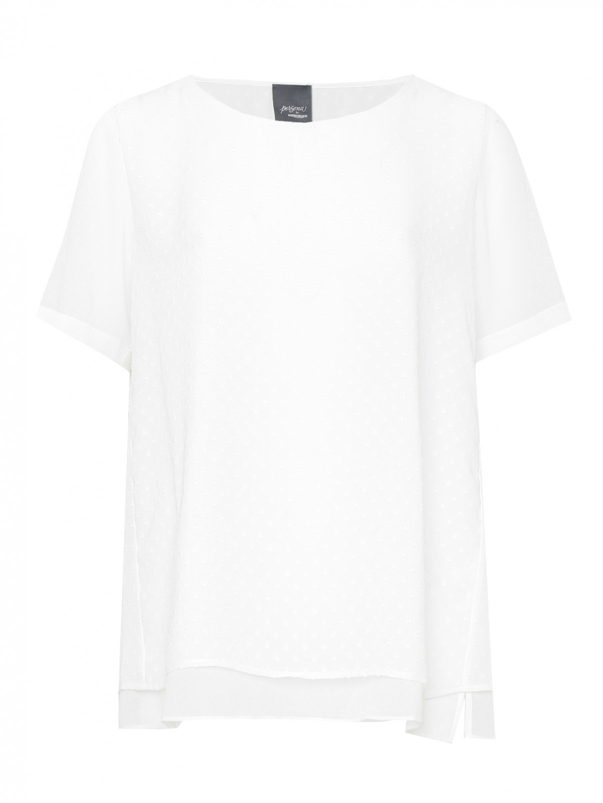 Блуза свободного кроя с короткими рукавами Persona by Marina Rinaldi  –  Общий вид  – Цвет:  Белый