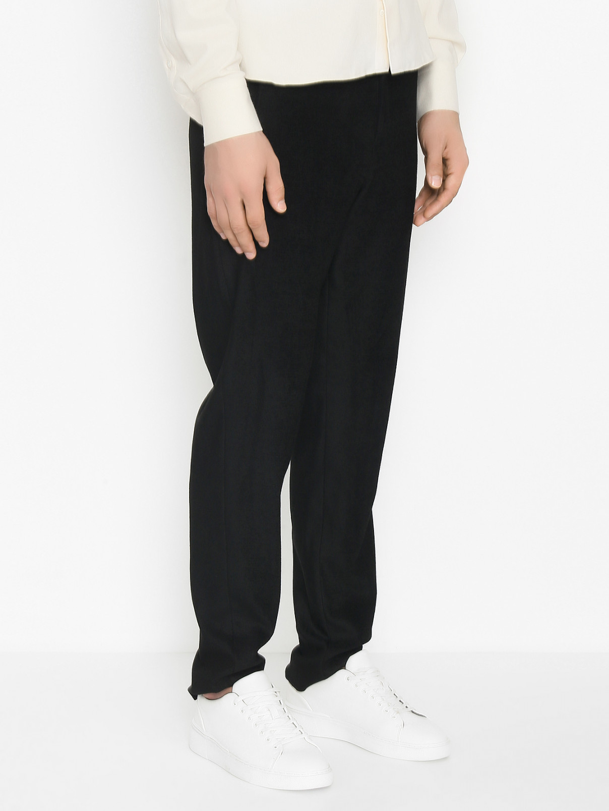 Однотонные брюки на кулиске LARDINI  –  МодельВерхНиз  – Цвет:  Черный