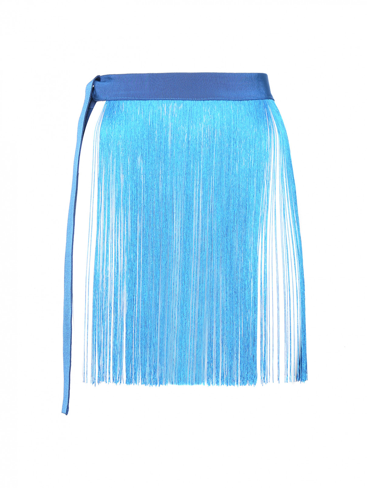 Пояс из хлопка и вискозы с бахромой Marina Rinaldi  –  Общий вид  – Цвет:  Синий