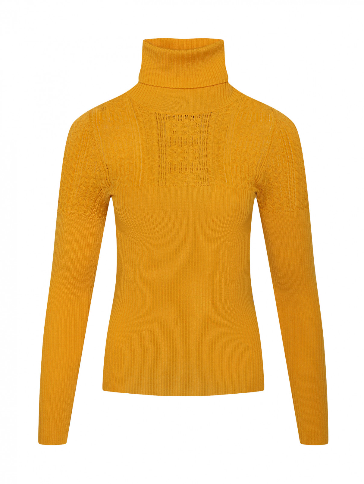 Водолазка из шерсти крупной вязки Moschino Boutique  –  Общий вид  – Цвет:  Желтый