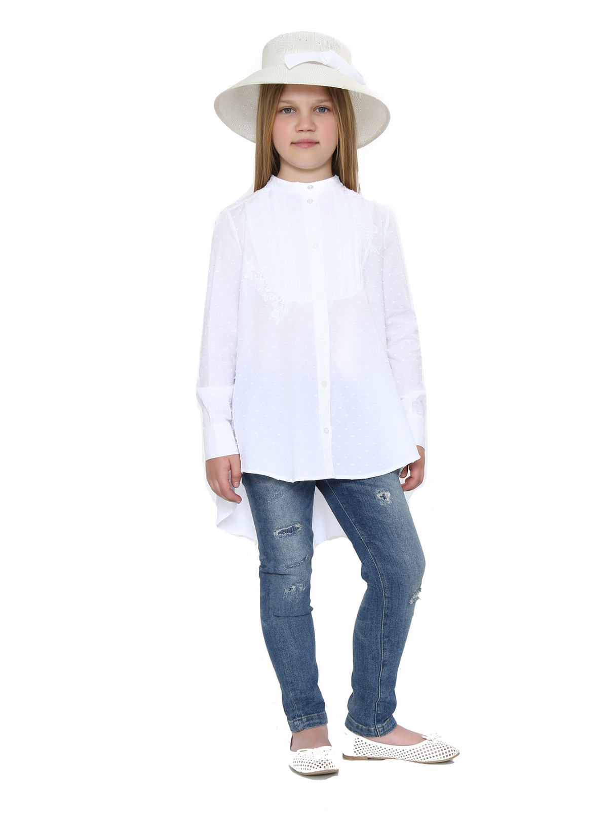 Шляпа с декором MiMiSol  –  Модель Общий вид  – Цвет:  Белый