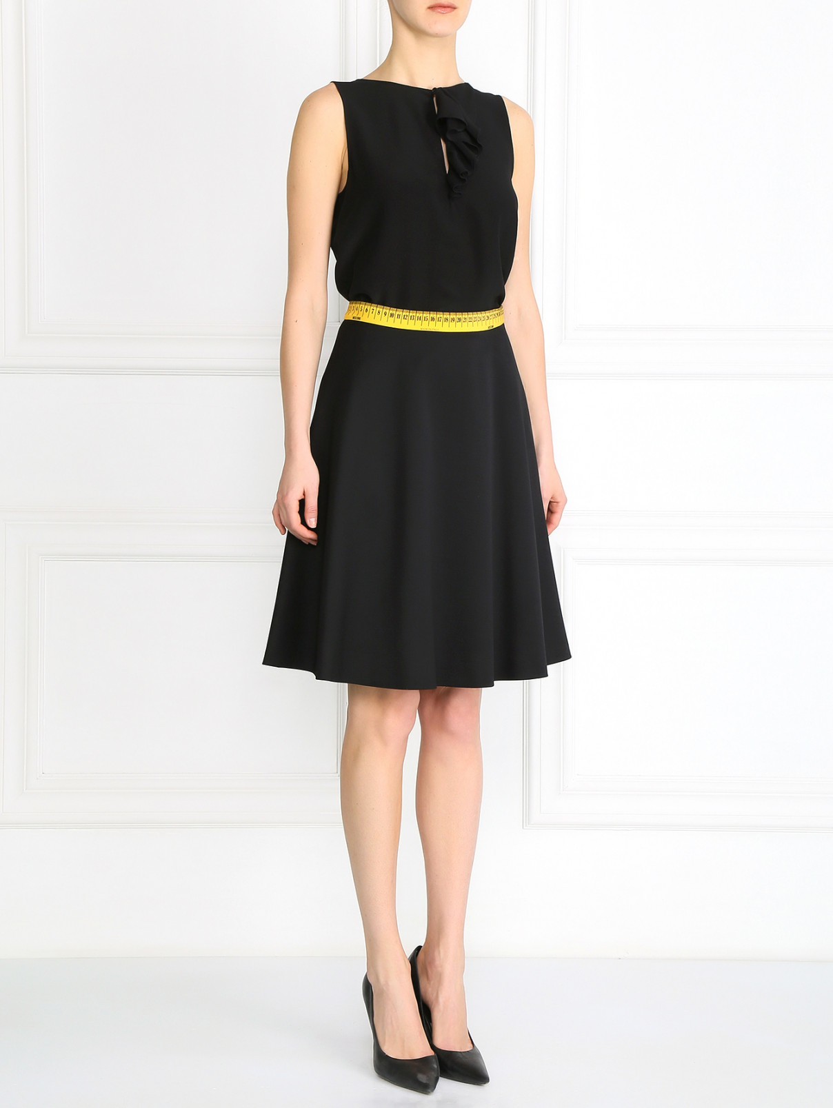 Шерстяная юбка с узором на поясе Moschino Couture  –  Модель Общий вид  – Цвет:  Черный