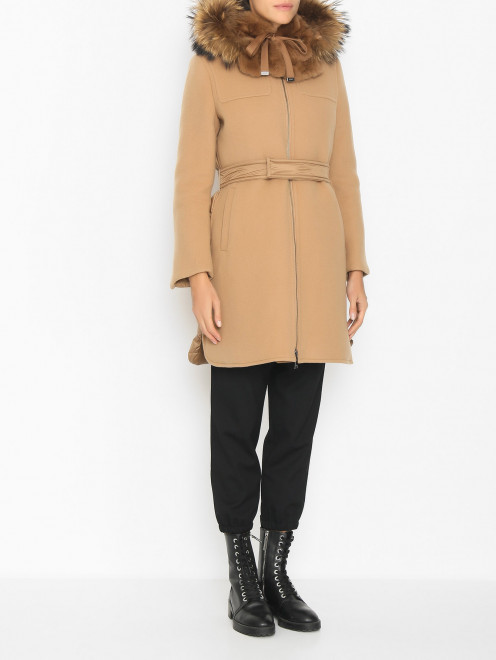 Пальто из шерсти со съемным капюшоном Seventy - МодельВерхНиз