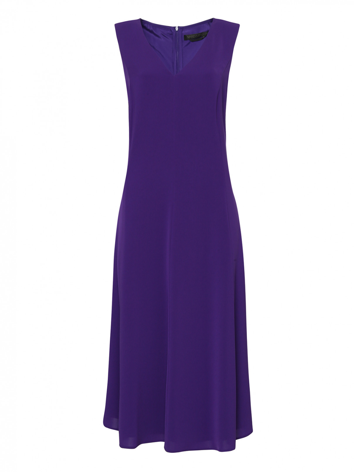 Платье с поясом А-силуэта Marina Rinaldi  –  Общий вид  – Цвет:  Фиолетовый